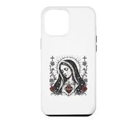Custodia per iPhone 12 Pro Max Vergine Maria Sacro Cristiano Cuore Gotico Cattolico Rose