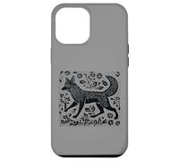 Custodia per iPhone 12 Pro Max Vintage Cottagecore Folk Art Fox Linocut dall'aspetto fresco