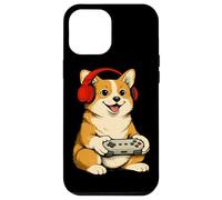 Custodia per iPhone 12 Pro Max Vintage Giapponese Corgi Cane Gamer Grafica Retro Giappone Anime