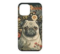 Custodia per iPhone 12 Pro Max Vintage Pug Dog William Morris Style Floreale