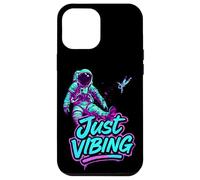 Custodia per iPhone 12 Pro Max Viola e Teal Astronaut Just Vibing Graphic per gli uomini