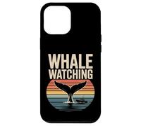 Custodia per iPhone 12 Pro Max Whale Watching Retro Oceano Tramonto Barca Scena