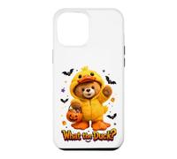 Custodia per iPhone 12 Pro Max What The Duck Halloween Teddy Bear Wearing Yeallow Duck
