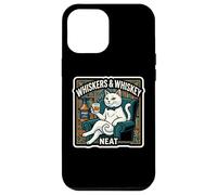 Custodia per iPhone 12 Pro Max Whiskers And Whisky Neat Funny White Cat Amante Proprietario Scotch