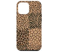 Custodia per iPhone 12 Pro Max Wild Safari Animal Patchwork Beige Pattern Collage