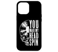 Custodia per iPhone 12 Pro Max You Make My Head Spin, teschio gotico da collezione di dischi vintage