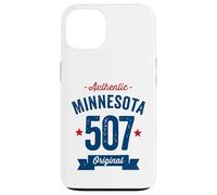 Custodia per iPhone 13 507 Minnesota Codice Area Distressed Autentico Blu Testo