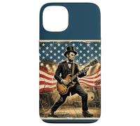 Custodia per iPhone 13 Abraham Lincoln Playing Electric Guitar 4th of July Vintage