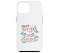 Custodia per iPhone 13 ADHD è il mio super, potere retrò arcobaleno nuvola grafica