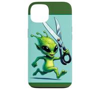 Custodia per iPhone 13 Alien corre con le forbici divertente