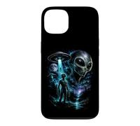 Custodia per iPhone 13 Alien UFO Abduction Incontro Cosmico Sci-Fi Mistero Grafico