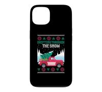 Custodia per iPhone 13 Alla deriva nella neve Merry Ugly Christmas Tree Car Xmas