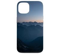 Custodia per iPhone 13 Alpine Mountain Silhouette Alba Strati Picchi Orizzonte