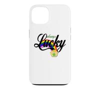 Custodia per iPhone 13 Always Lucky - Barattolo di monete con arcobaleno