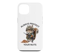 Custodia per iPhone 13 Always Protect Your Nuts Cute Scoiattolo Indossare Militare