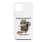 Custodia per iPhone 13 Always Protect Your Nuts Cute Scoiattolo Indossare Militare