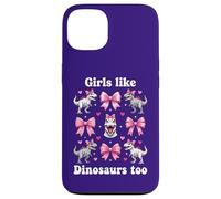 Custodia per iPhone 13 Anche alle ragazze piacciono i dinosauri Pink Bow T-Rex Dino Lover Coquette