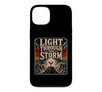 Custodia per iPhone 13 Angelo croce cristiana con luce attraverso tempesta