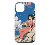 Custodia per iPhone 13 Anime Girl with Gigantic Robot and Kanji Art Design