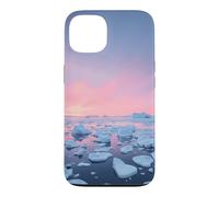 Custodia per iPhone 13 Arctic Iceberg Field Sotto Rosa Polare Alba Paesaggio