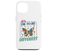 Custodia per iPhone 13 Autism It's OK To Be Different Butterfly Puzzle Kid Teacher