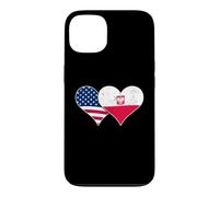 Custodia per iPhone 13 Bandiere USA e Polonia - Cuori vintage americani e polacchi