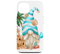 Custodia per iPhone 13 Beach Lover With Flip Flops And Sand Castle Funny Gnome