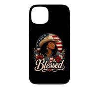 Custodia per iPhone 13 Beata Cowgirl Nera Patriottica Western American Pride Queen