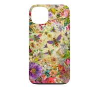 Custodia per iPhone 13 Bees Boho Wildflowers foglie e vetro colorato floreale