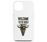 Custodia per iPhone 13 Benvenuti al Wild West Bull Skull Vintage Western Logo