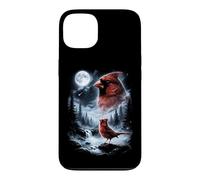 Custodia per iPhone 13 Birdwatcher retrò Red Cardinal Bird che ulula alla luna degli anni '90