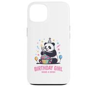 Custodia per iPhone 13 Birthday Girl Design Panda Cupcake Esprimi un desiderio