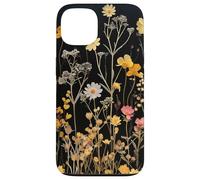 Custodia per iPhone 13 Black Boho Aesthetic Mixed Flowers Pressed Flower