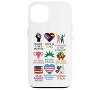 Custodia per iPhone 13 BLM Human Rights Feminism Trans Science Books LGBTQ Kindness