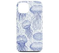 Custodia per iPhone 13 Blue Jellyfish Ocean Pattern Aquatic Marine Life