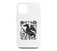 Custodia per iPhone 13 Boho Drago Bere Caffè Folk Art Mitico Bestia