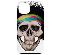 Custodia per iPhone 13 Boho Hippie teschio umano arte con vibrazioni retrò festival