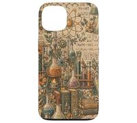 Custodia per iPhone 13 Boho Lab Scienza Chimica Biologia Floreale Libri Su Beige