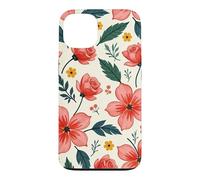 Custodia per iPhone 13 Bold Teal verde foglie rosso rosa fiori floreali