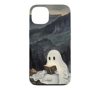 Custodia per iPhone 13 Bookish Ghost Reading Book Reader Mountain Scene