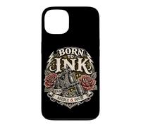 Custodia per iPhone 13 Born To Ink Needle And Soul Tattoo Macchina Grafica Rose Rosse