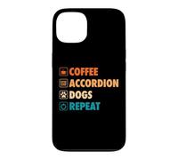 Custodia per iPhone 13 Caffè Fisarmonica Cani Ripetere Vita Semplice Icone Di Base