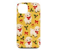 Custodia per iPhone 13 Campana con fiocco di agnello giallo senape rosso per Natale
