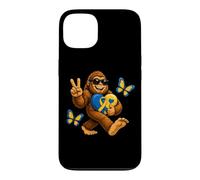 Custodia per iPhone 13 Carino Bigfoot con occhiali da sole supporto per la consapevolezza della sindrome di Down
