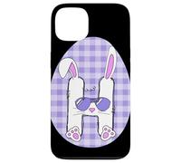 Custodia per iPhone 13 Carino coniglietto lettera H alfabeto carattere design