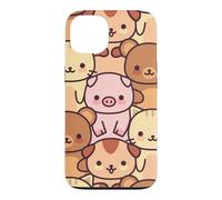 Custodia per iPhone 13 Carino Kawaii Animal Friends pastello carattere grafico