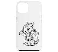 Custodia per iPhone 13 Carino Kawaii Dragon Coloring Book Art Colore Nel Design