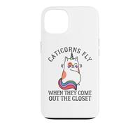 Custodia per iPhone 13 Caticorns Fly When They coming out the closet Cat Unicorn Fun