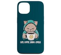 Custodia per iPhone 13 Cats, Coffee, Satan & Spells Cute Occult Cat