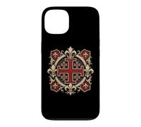 Custodia per iPhone 13 Cavalieri Templari Croce di Gerusalemme con Fleur-De-Lis